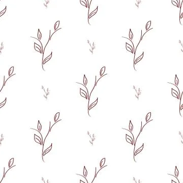 Seamless of thin branches with leaves Stock Illustration