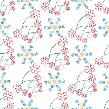 Seamless of thin branches with little flowers Stock Illustration