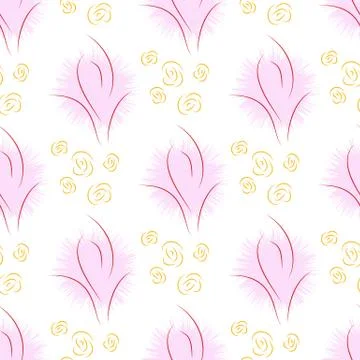 Seamless of thin lines as roses and buds Stock Illustration