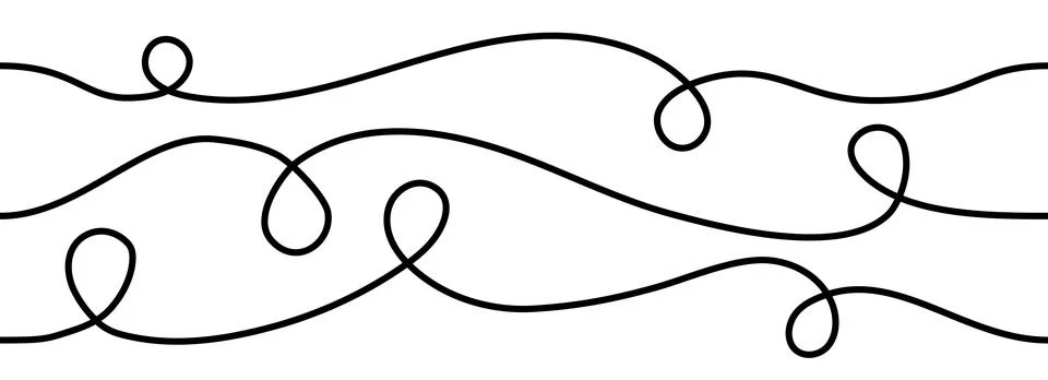 Seamless thin squiggle line set. Wavy wiggle stripe pattern collection. Curvy Stock Illustration
