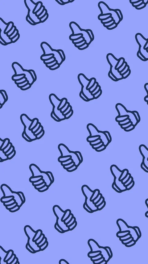Seamless thumbs up pattern on light blue background, hand-drawn like gesture Stock Footage 340326723