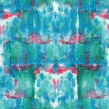 Seamless Tie and Dye Texture. Ethnic Texture. Bohemian Floral Prints. Blue Hi Stock Illustration