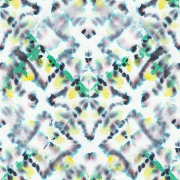 Seamless Tie and Dye Texture. Ethnic Abstract. Psychedelic Flowers Ornament.  Stock Illustration