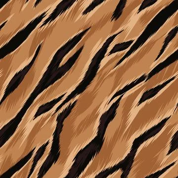 Seamless tiger skin pattern. Vector exotic african animal texture. Stock Illustration