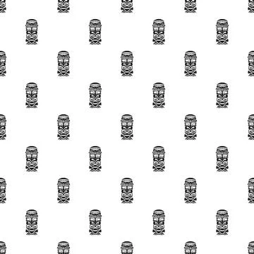 Seamless tiki mask pattern representing polynesian tribal culture Stock Illustration