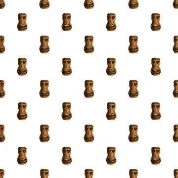 Seamless tiki mask pattern representing hawaiian culture Stock Illustration
