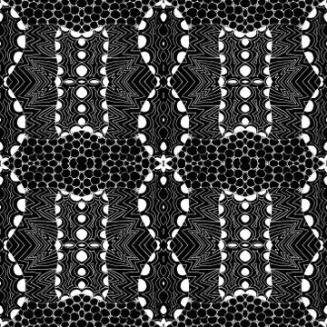 Seamless tile with a black and white pattern. Vector illustration. Hand drawing Stock Illustration