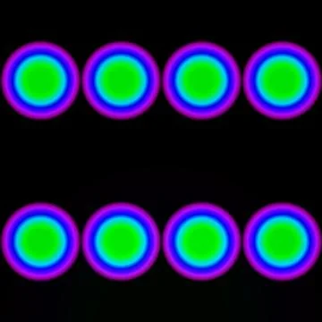 Seamless tile with fluorescent psychedelic circles. Vector graphics Stock Illustration