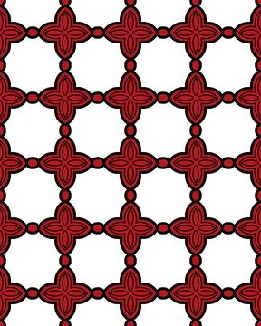 Seamless tile of geometric cross red patterns isolated on white background Illustrazione stock
