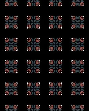Seamless tile of geometric square patterns in dark black colors Stock Illustration