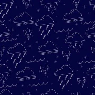 Seamless tile of isolated outline 3d weather icons Stock Illustration