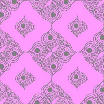 Seamless tile pattern of abstract geometric gray elements on a pink Stock Illustration