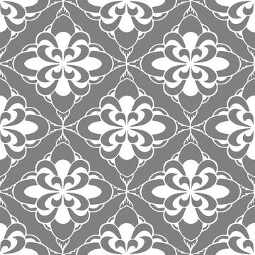 Seamless tile pattern of abstract geometric white elements on a gray Stock Illustration