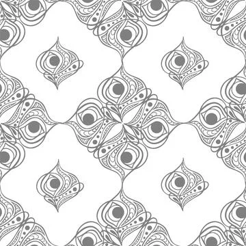 Seamless tile pattern of abstract geometric gray elements on white Stock Illustration