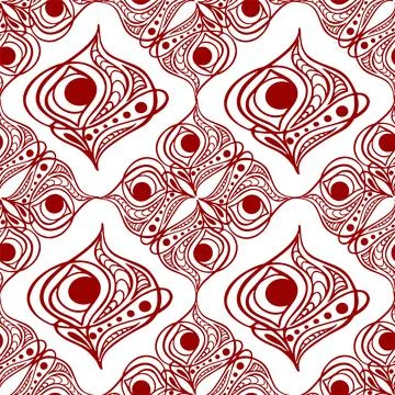 Seamless tile pattern of abstract geometric red elements on white Stock Illustration
