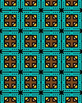 Seamless tile pattern in brown and turquoise colors Stock Illustration