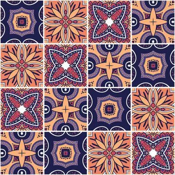 Seamless Tile Pattern, Crazy Patchwork Quilt Ornament Stockillustratie