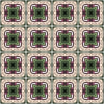 Seamless Tile Pattern, Crazy Patchwork Quilt Ornament 库存插图