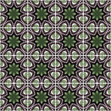 Seamless Tile Pattern, Crazy Patchwork Quilt Ornament イラスト素材