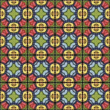 Seamless Tile Pattern, Crazy Patchwork Quilt Ornament 库存插图