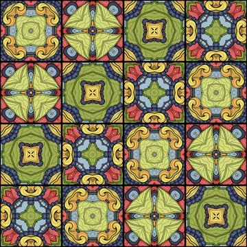 Seamless Tile Pattern, Crazy Patchwork Quilt Ornament Stockillustratie