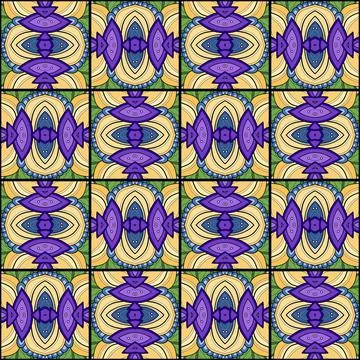 Seamless Tile Pattern, Crazy Patchwork Quilt Ornament 库存插图
