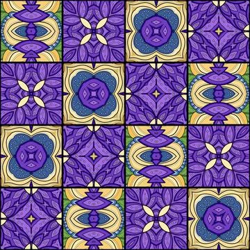 Seamless Tile Pattern, Crazy Patchwork Quilt Ornament 库存插图