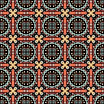 Seamless Tile Pattern, Crazy Patchwork Quilt Ornament Illustrazione stock