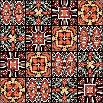 Seamless Tile Pattern, Crazy Patchwork Quilt Ornament Stockillustratie