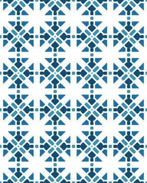 Seamless tile pattern with geometric shapes in white and blue Stock Illustration