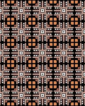 Seamless tile pattern with square elements and lines in dark tones Stock Illustration