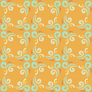 Seamless tile pattern in traditional style. Simple abstract spiral shapes. Fl Stock Illustration