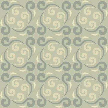 Seamless tile pattern in traditional style. Simple abstract spiral shapes. Fl Stock Illustration