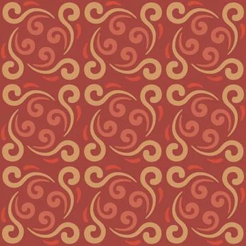 Seamless tile pattern in traditional style. Simple abstract spiral shapes. Fl Illustrazione stock