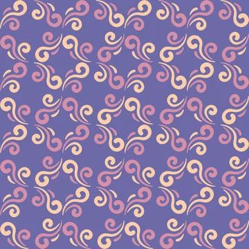 Seamless tile pattern in traditional style. Simple abstract spiral shapes. Fl Stock Illustration