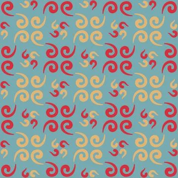 Seamless tile pattern in traditional style. Simple abstract spiral shapes. Fl Stock Illustration