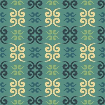 Seamless tile pattern in traditional style. Simple abstract spiral shapes. Fl Illustrazione stock
