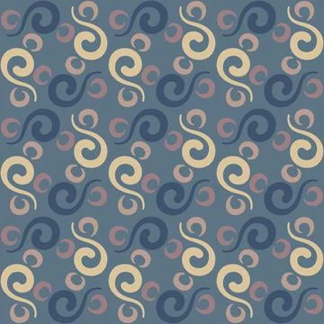 Seamless tile pattern in traditional style. Simple abstract spiral shapes. Fl Illustrazione stock
