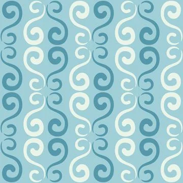 Seamless tile pattern in traditional style. Simple abstract spiral shapes. Fl Illustrazione stock