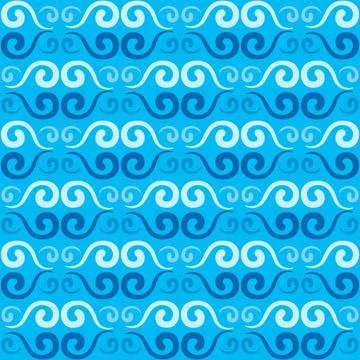 Seamless tile pattern in traditional style. Simple abstract spiral shapes. Fl Illustrazione stock