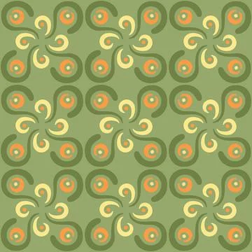 Seamless tile pattern in traditional style. Simple abstract spiral shapes. Fl Stock Illustration