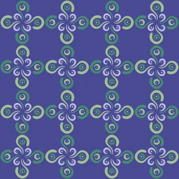 Seamless tile pattern in traditional style. Simple abstract spiral shapes. Fl Illustrazione stock