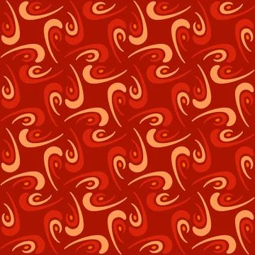Seamless tile pattern in traditional style. Simple abstract spiral shapes. Fl Stock Illustration