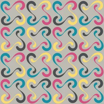 Seamless tile pattern in traditional style. Simple abstract spiral shapes. Fl Stock Illustration