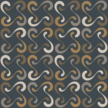 Seamless tile pattern in traditional style. Simple abstract spiral shapes. Fl Stock Illustration