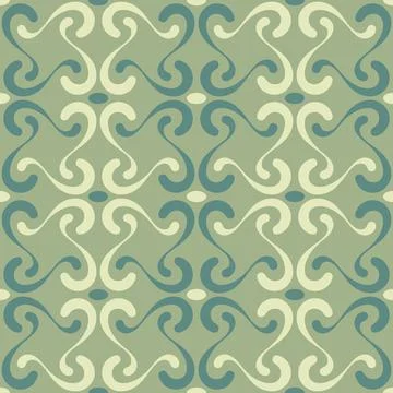 Seamless tile pattern in traditional style. Simple abstract spiral shapes. Fl Illustrazione stock
