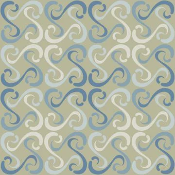 Seamless tile pattern in traditional style. Simple abstract spiral shapes. Fl Stock Illustration