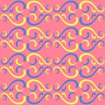 Seamless tile pattern in traditional style. Simple abstract spiral shapes. Fl 스톡 일러스트