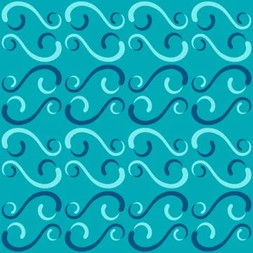 Seamless tile pattern in traditional style. Simple abstract spiral shapes. Fl Stock Illustration