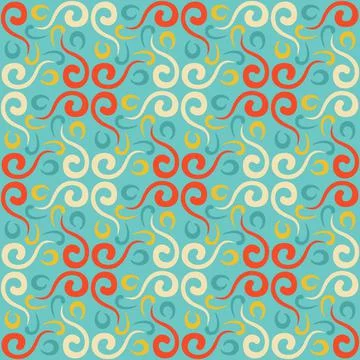 Seamless tile pattern in traditional style. Simple abstract spiral shapes. Fl Stock Illustration